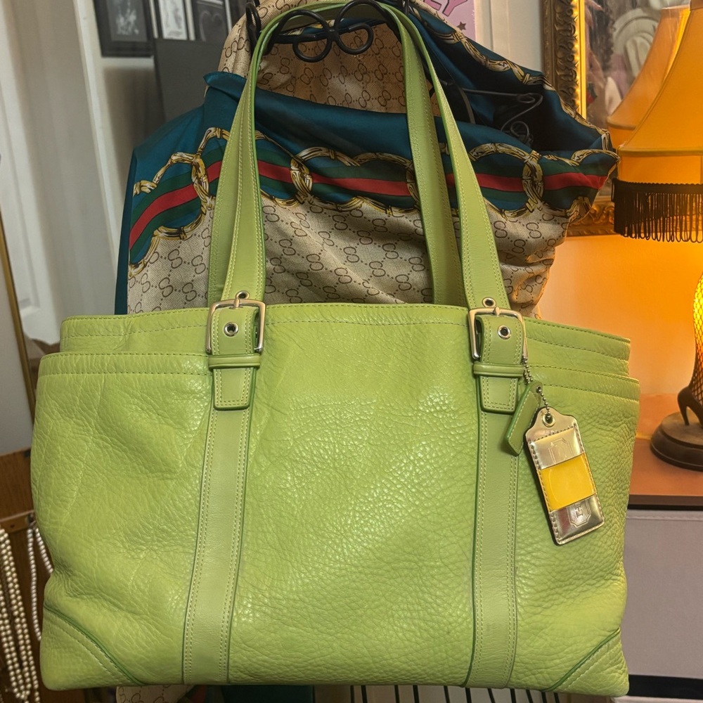 Coach Vibrant Green Leather Tote